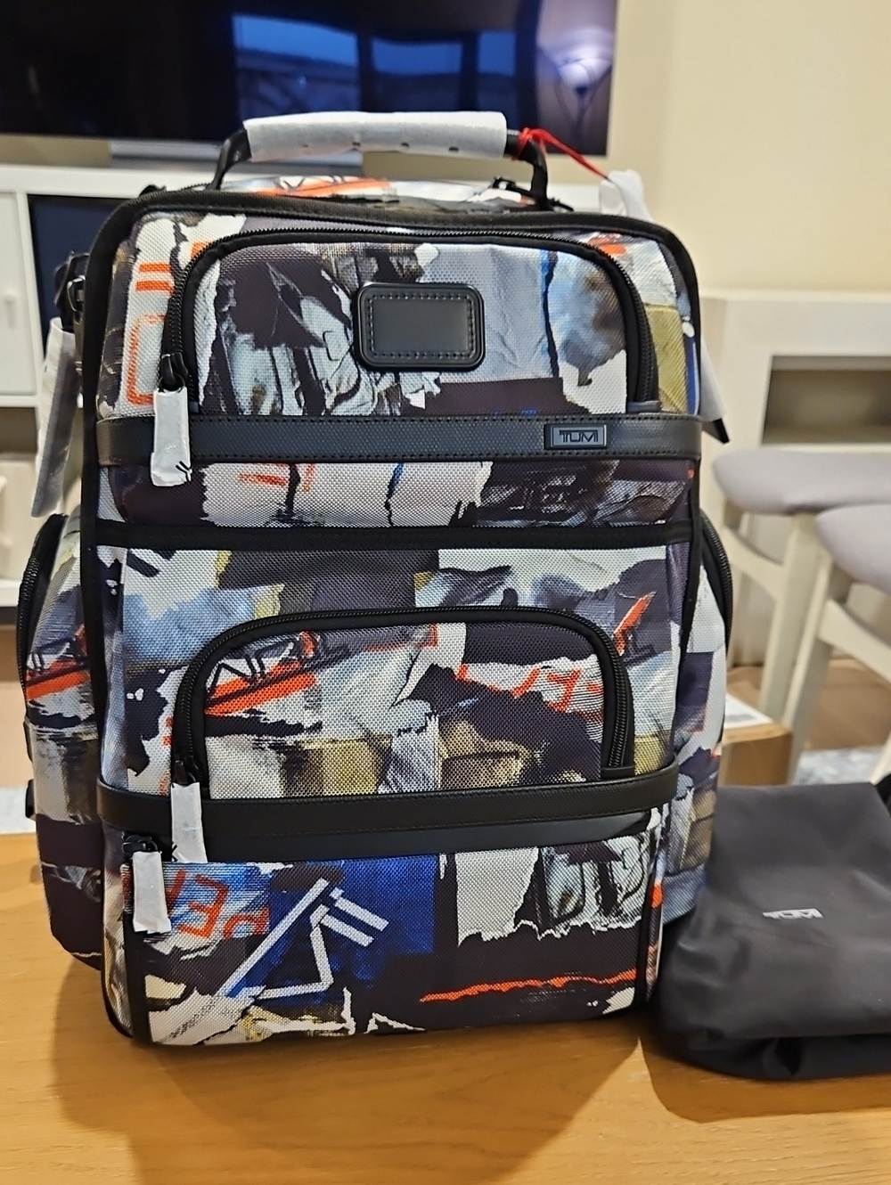 NWT!! Tumi Limited Edition NYC Poster Print Canvas Backpack with Black Trim
